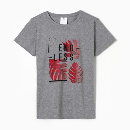 Women's T-shirt "End -less", color light gray melange, size 48