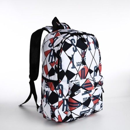 A backpack with a zipper, 3 outer pockets, black/red color-2