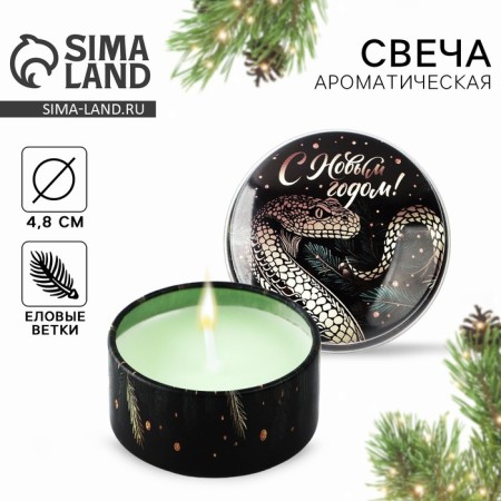 New Year. New Year's candle in the iron bank "New Year" aroma spruce branches, 4.8 cm