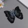 Plastic sticker "Black butterflies with silver" Double wings set 12 pcs 12 cm, 10 cm 8 cm