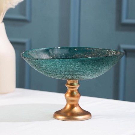 Serving dish for fruit inspiration, d = 22 cm, on the leg, emerald color