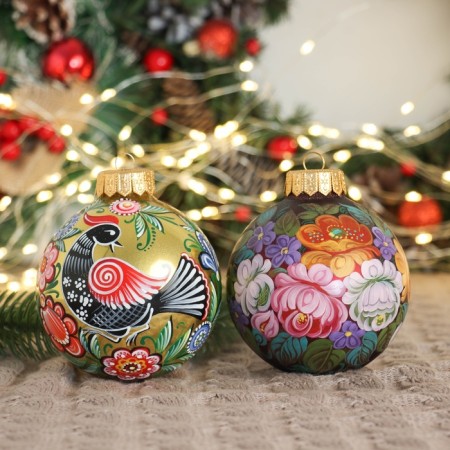 A set of 2 Christmas balls 100 mm "Inspiration"-2