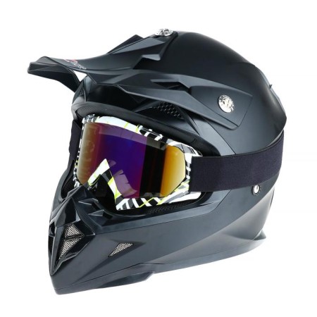 Mask glasses for motorcycle engineering, glass blue-violet chameleon, white-black, OM-19-1