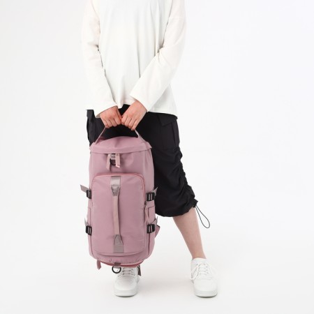 A backpack-samka with a zipper, 4 outer pockets, shoe detachment, pink color-7