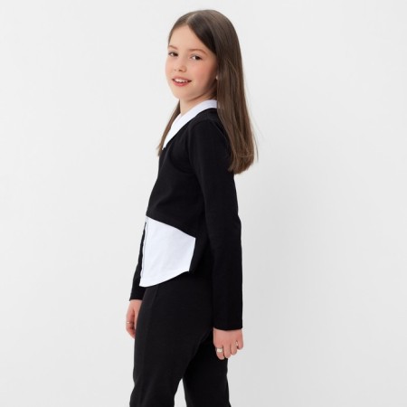 School blouse for a girl, black/white color, height 122 cm-2