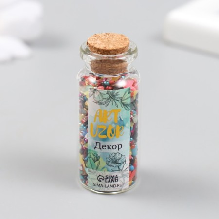 Decor for creativity in the jar "Natural stone with glass - color" 20 g 5x2.2x2.2 cm-3