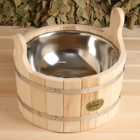 A gang made of linden is round, 5l, stainless insert, "Dobroparov"-3