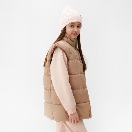 Children's minaku vest, beige color, height 128 cm-2