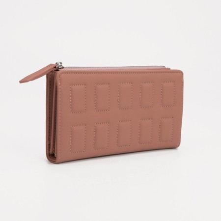 Women's wallet on the button, pink color