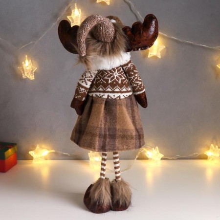 Interior doll "Losik in a skirt in a cell, and a sweater with patterns" 57x12x17 cm-3