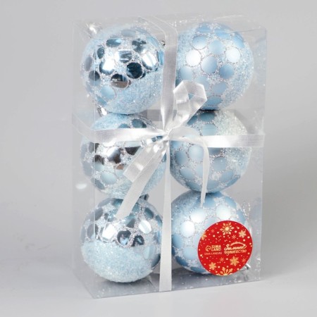 Set of balls plastic D-7 cm, 6 pcs "Surprise" Blue-1