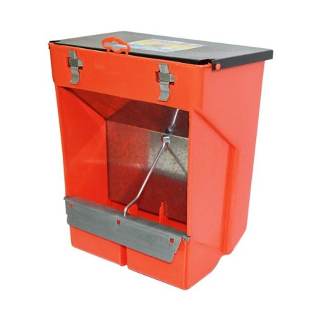 Bunker feeder for rabbits, 2 sections, plastic, with a lid
