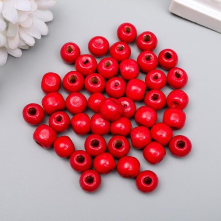 Beads for creativity wood "red" set 30 g 1x1 cm-1