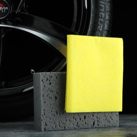 Car sponge + viscose napkin, 20 x 14 x 6 cm