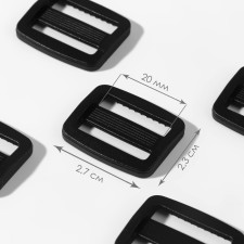 The buckle is regulatory, two -sided, the inner width is 20 mm, the thickness is 3.5 mm, 10 pcs, the color is black