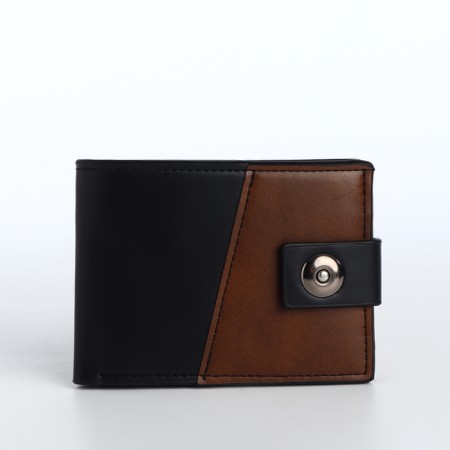 Male purse on a magnet, department for maps, coins, black/brown color