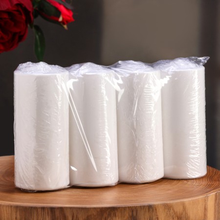 Candle cylinder, 5x12 cm, set 4 pcs, white-5
