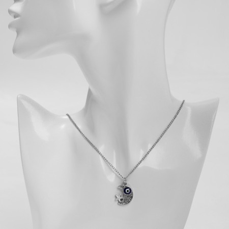 Pendant-cooker "month" with a star, white-blue color in silver, 40 cm-5