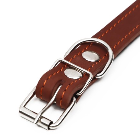 Leather collar on synthetic winterizer, 56 x 2.5 cm, Osh 35-45 cm, brown-4