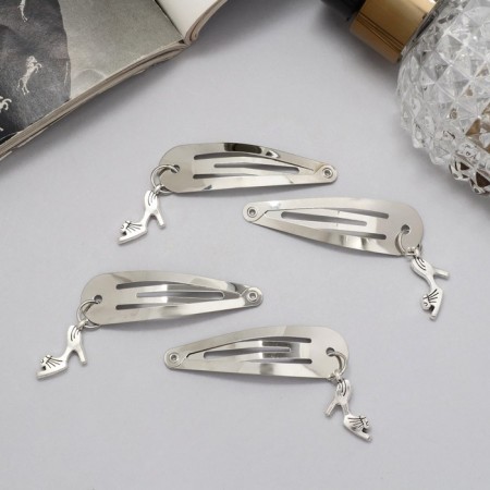 Invisibility for hair "Ophelia" (set 4 pcs) shoe, 4.5 cm, silver-1