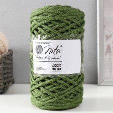 Knitting cord 100% polyester, width 5 mm 100m (olive)