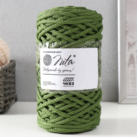 Knitting cord 100% polyester, width 5 mm 100m (olive)