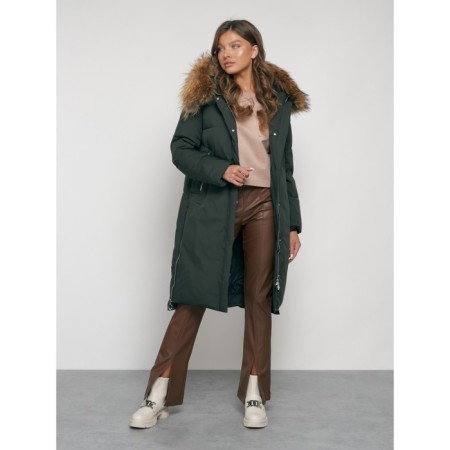 Coat insulated winter female, size 46, dark green color-6