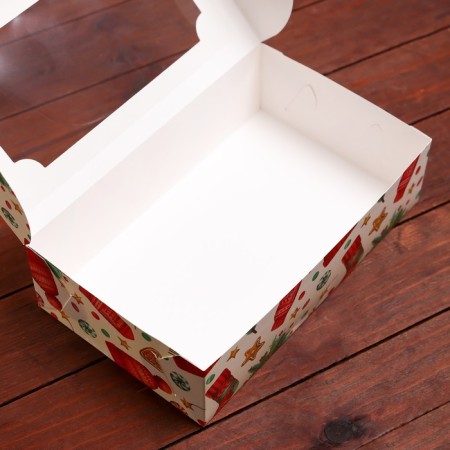 New Year. Folding box, confectionery packaging with the Window "New Year's Pattern", 25 x 15 x 7 cm-3