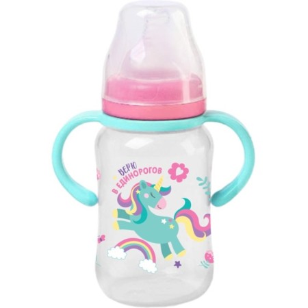 A bottle for feeding, a wide throat "Unicorn", 270 ml., With handles-1