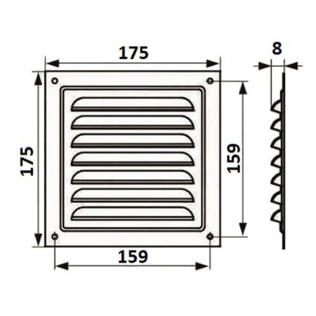 Ventilation grate Zein luxury RM1717Z, 175 x 175 mm, with a grid, metal, gold-6