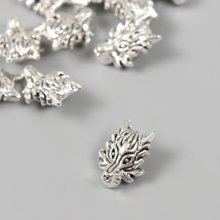 Bead for creativity Metal "Wolf" silver 1.3x1.8 cm