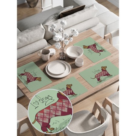 A set of napkins for setting the table "I love a dachshund", rectangular, rounded edges, size 30x46 cm, 4 pcs-1
