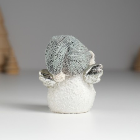 Polystone souvenir "Snowman with silver wings, in a knitted cap" 6x4x7.5 cm-3