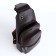 Male sling bag, artificial leather, headphone opening, brown color