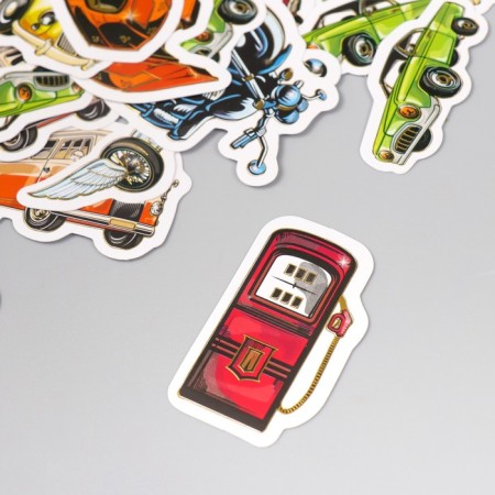 Stickers for creativity "Adrenaline and speed" embossing silver set 48 pcs 9x7x0.8 cm-2