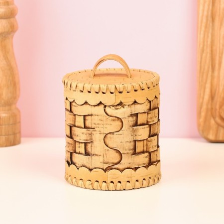 TUES "velor", woven, 8 × 8 × 12 cm, birch bark-3