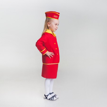 Children's carnival costume "Stewardess", skirt, cap, jacket, 4-6 years old, height 110-122 cm-1