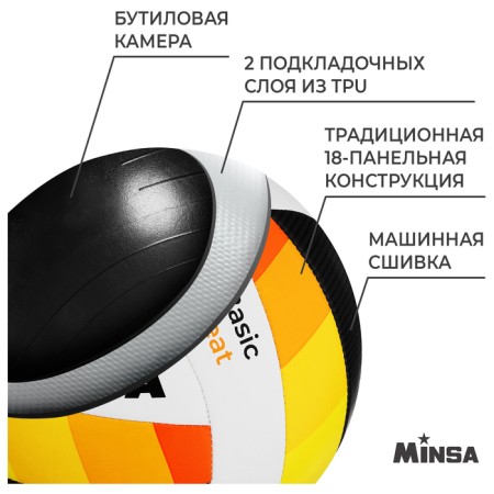 Volleyball ball minsa basic heat, tpu, machine stitching, p. 5-2