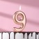 Candle in the Cake "European", number "9", 6 cm, pink gold