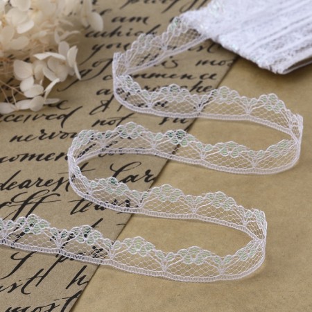 Capricon lace, 15 mm × 10 ± 1 m, white color