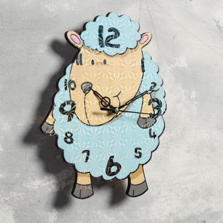 Watching clock, series: children's, "lamb", discrete move, d-23.5 cm-1