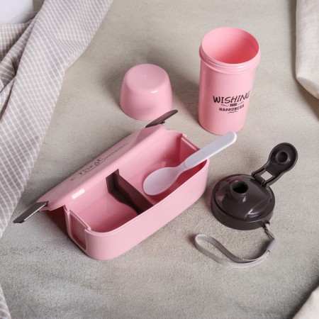 Set 2 items: lunch box, bottle, table device, color mix-1
