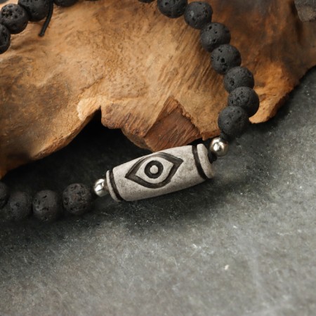 Bracelet from lava with bead "Dragon's Eye" No. 2-2