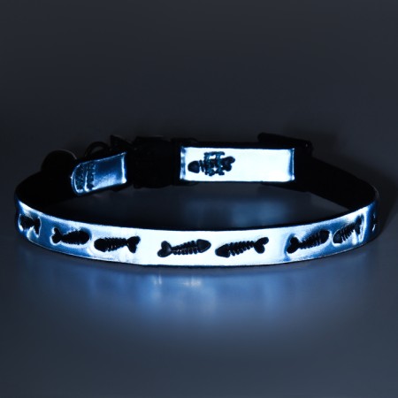 Fly collar with reflective coating of "fish", 30 x 1 cm, blue-6