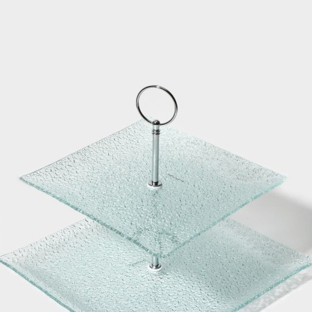 Glass fruit 2-tier square share "Accent", 25 × 22 cm-2