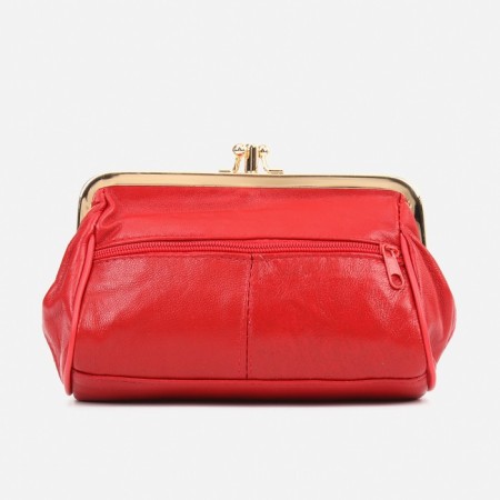 Cosmetic bag, 3 departments, outer pocket, red color-1