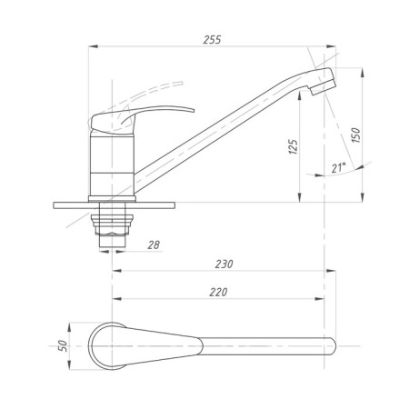 Kitchen mixer "PSM-Profsan" PSM-104-31, single-legged, excess length 220 mm, chrome-1