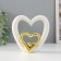 Ceramics candlestick for 1 candle "heart" white with gold 12.7x5.5x12.2 cm
