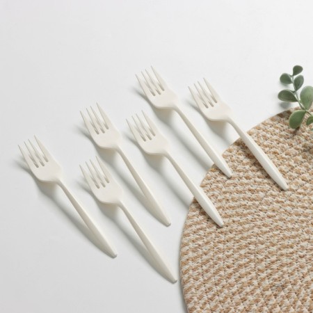 A set of disposable forks of corn starch Nature, 18 cm, 6 pcs, color mix-4