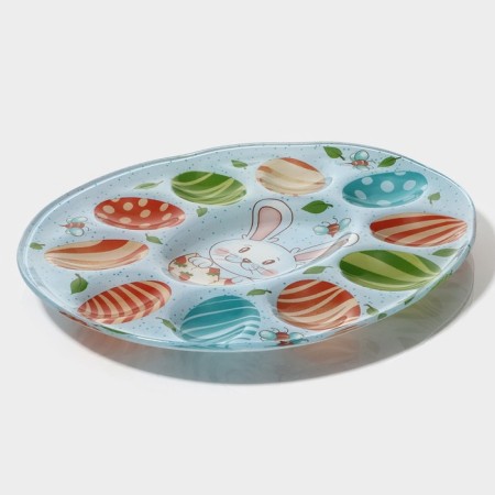 Glass stand for eggs “Bunny”, 24 × 20.6 cm, 10 cells, blue color-5